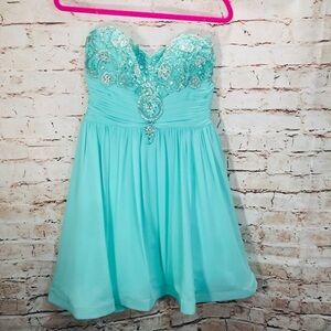 Sequence heart dress mini‎ strapless rhines…